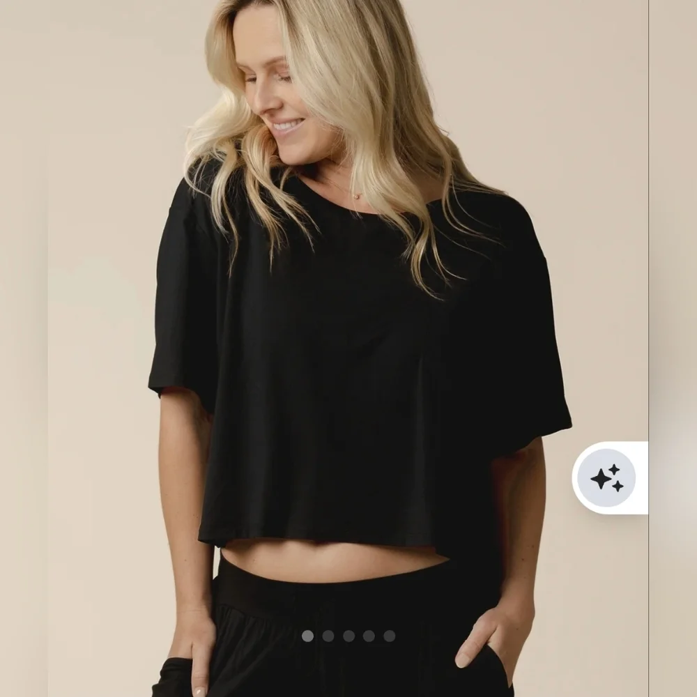 NWT Kindred Bravely Aria Bamboo Casual Cropped Short Sleeve Top - Picture 1 of 2